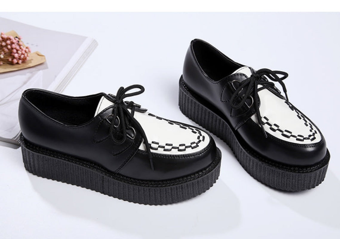 Creepers Shoes Platform Women Shoes Fashion Lace Up Creepers Platform Shoes  Suede Black Ladies Shoes Plus Size 41 Women's Flats - AliExpress